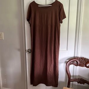 Lagenlook Brown 100% Linen Dress